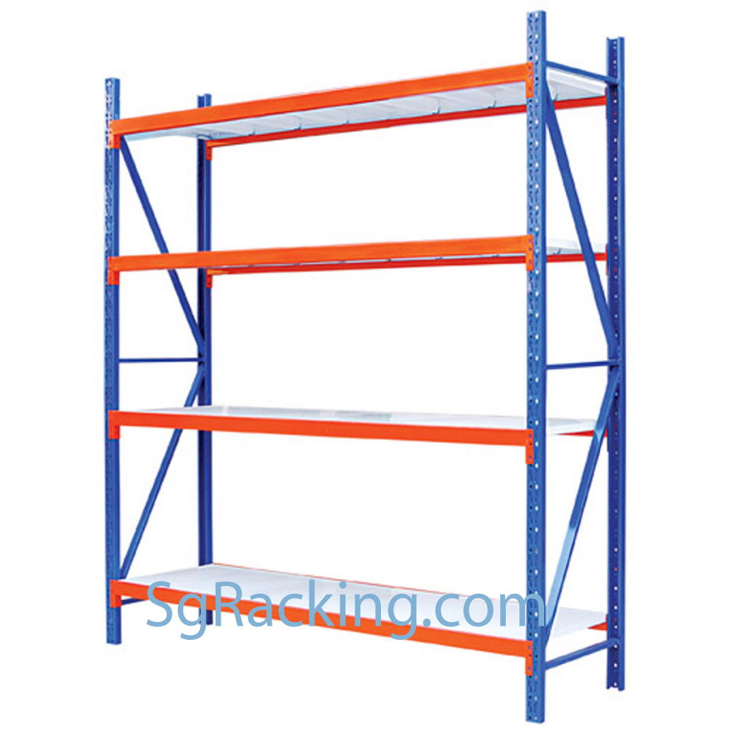 Heavy duty boltless warehouse racking loaded with cartons